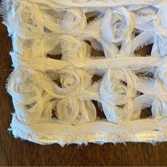 ZARA Cream Open Knit Chiffon Rosette Rose Floral Cropped Jacket Bolero NWT - Picture 10 of 11